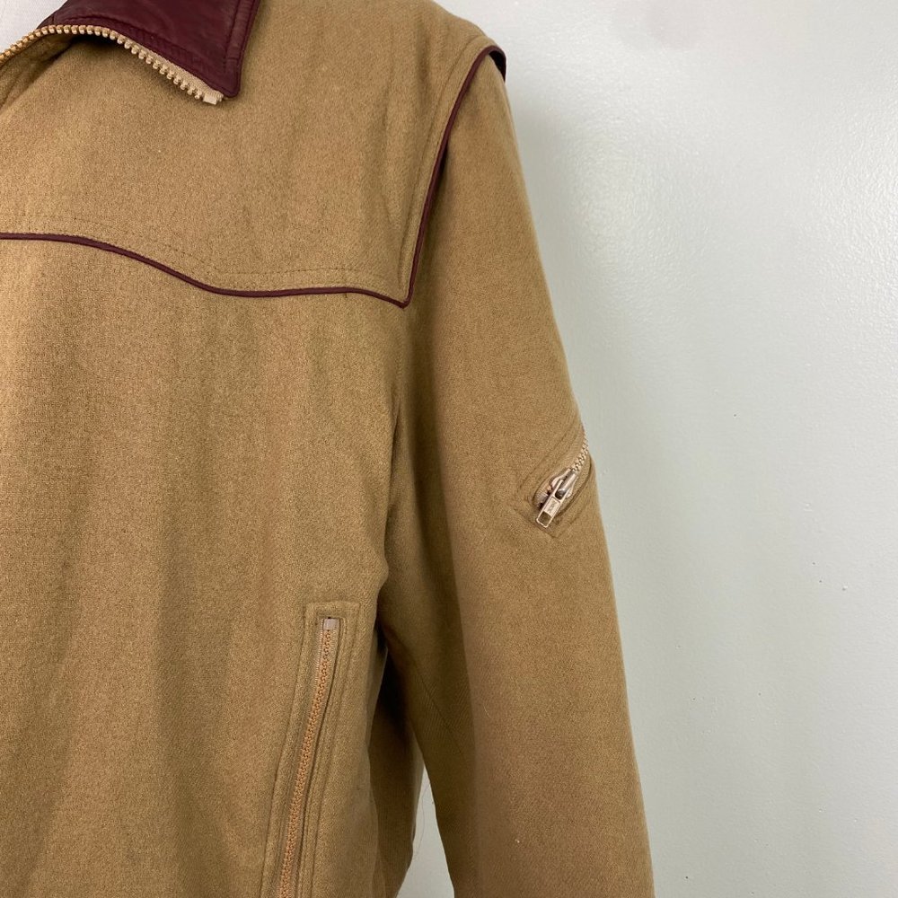 Vintage Anderson-Little Tan w/ Red Trim Coat Large Wool Blend - Picture 3 of 15